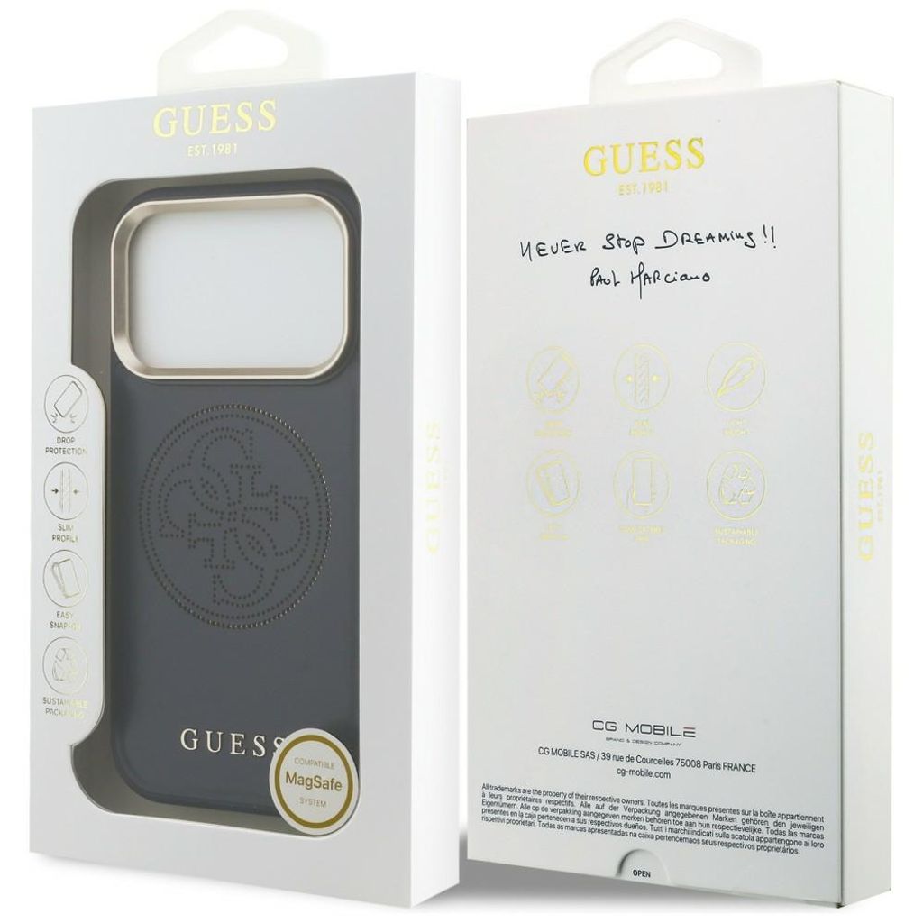 Guess Perforated 4G MagSafe -kuori till iPhone 17 Pro Max - Sininen