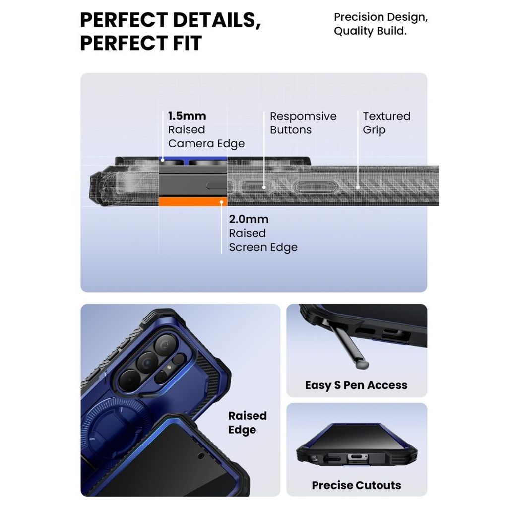 Supcase iBlason ArmorBox Clip MagSafe Kuori Samsung Galaxy S26 Ultra - Tummansininen/Musta