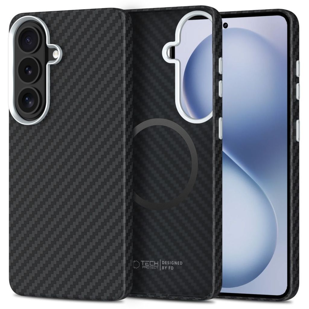 Tech-Protect Ion Carbon MagSafe Skal till Samsung Galaxy S26 - Svart/Silver