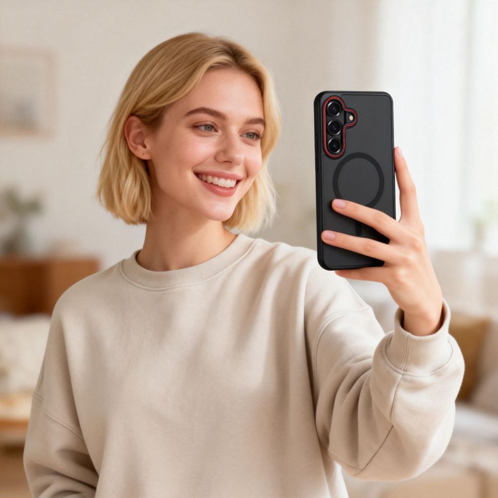 Tech-Protect MagCam MagSafe Skal till Samsung Galaxy S26 - Svart/Röd