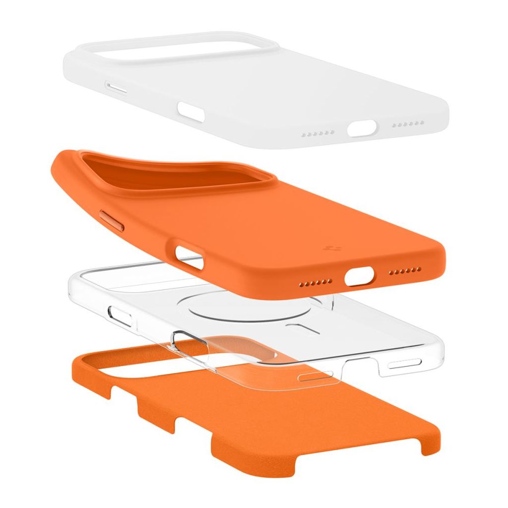 Spigen Silicone Fit Mag MagSafe -kuori till iPhone 17 Pro Max - Oranssi