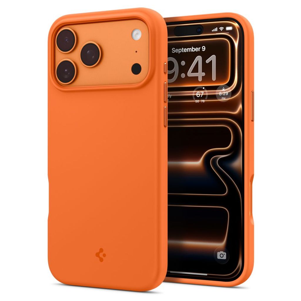 Spigen Silicone Fit Mag MagSafe -kuori till iPhone 17 Pro Max - Oranssi