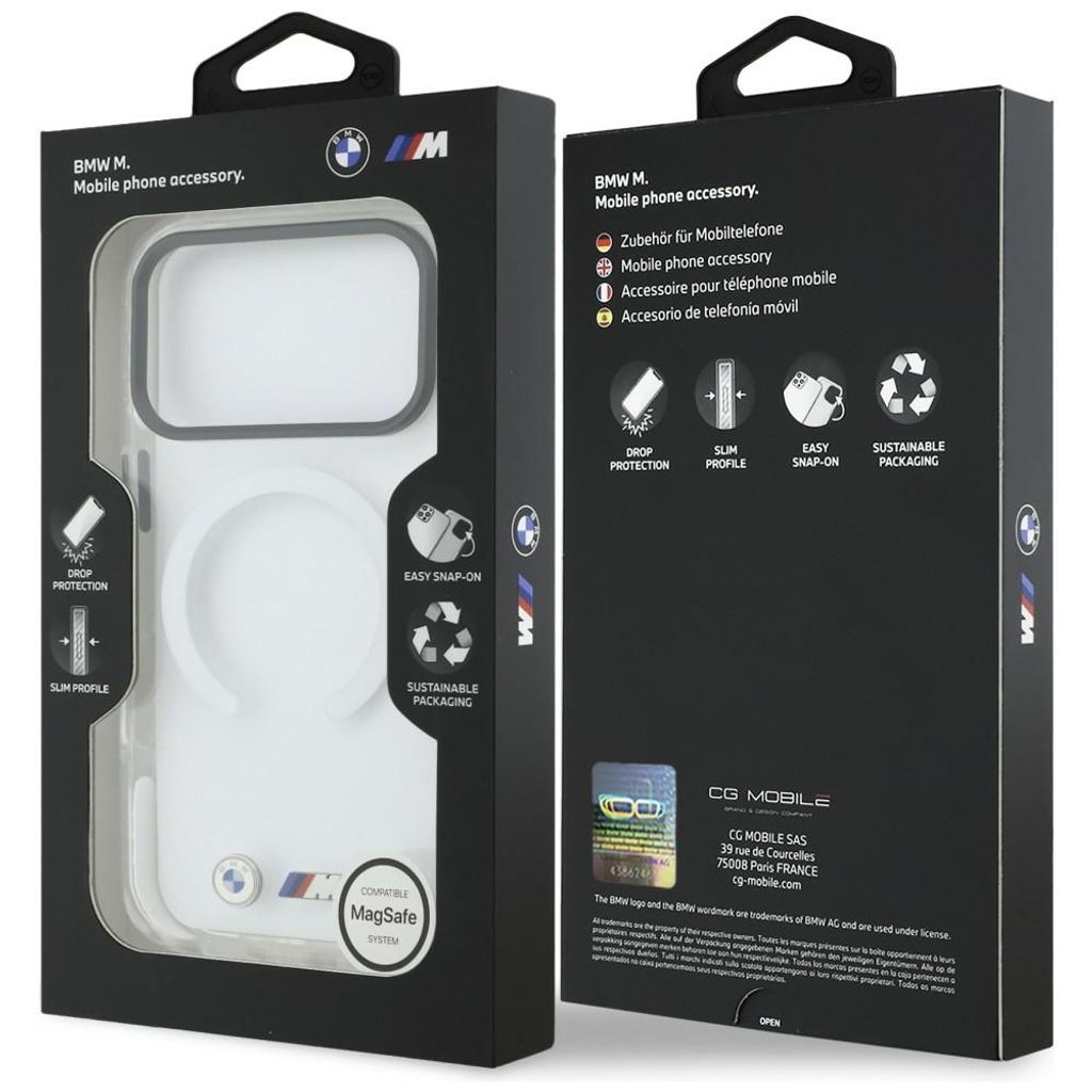 BMW M IML Shockproof Metal Logos MagSafe -kuori till iPhone 17 Pro - Läpinäkyvä