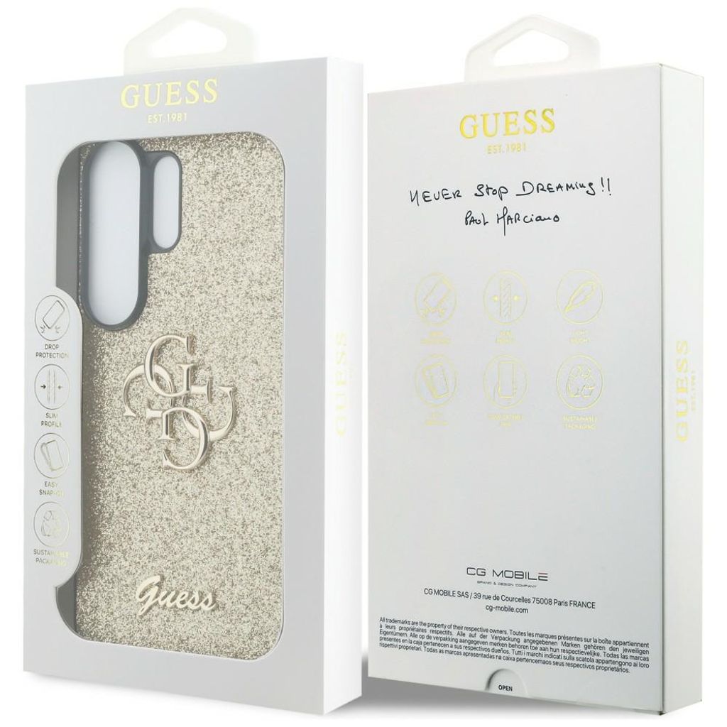 Guess Big 4G Logo Glitter Skal till Samsung Galaxy S26 Ultra - Guld