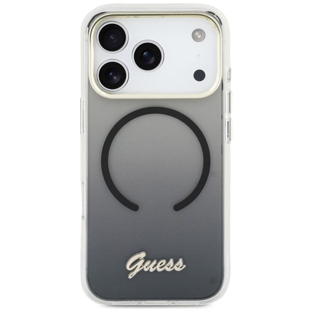 Guess IML Gradient Script Metal MagSafe -kuori till iPhone 17 Pro - Musta