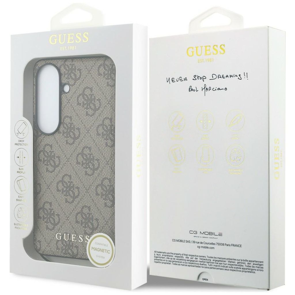Guess 4G Classic Logo Charm MagSafe Skal till Samsung Galaxy S26 - Brun