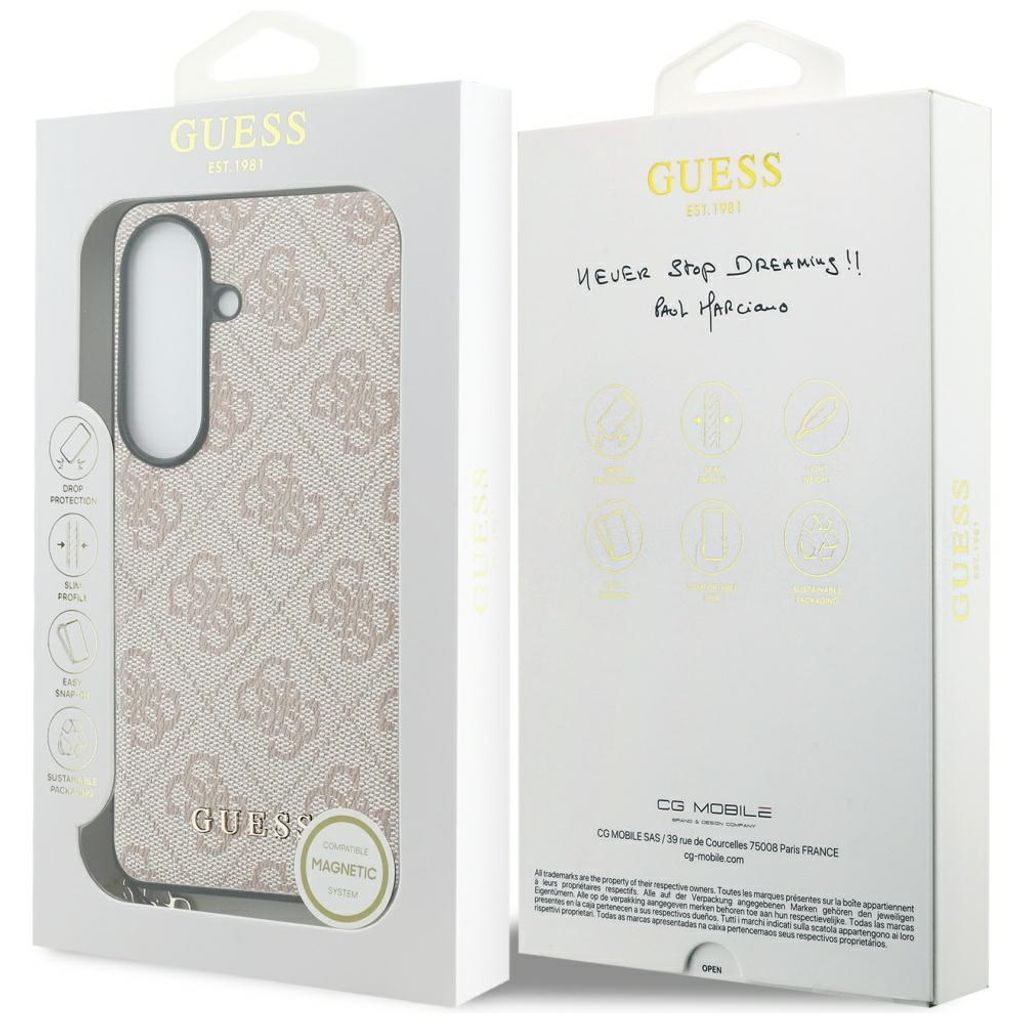 Guess 4G Classic Logo Charm MagSafe Skal till Samsung Galaxy S26 - Rosa