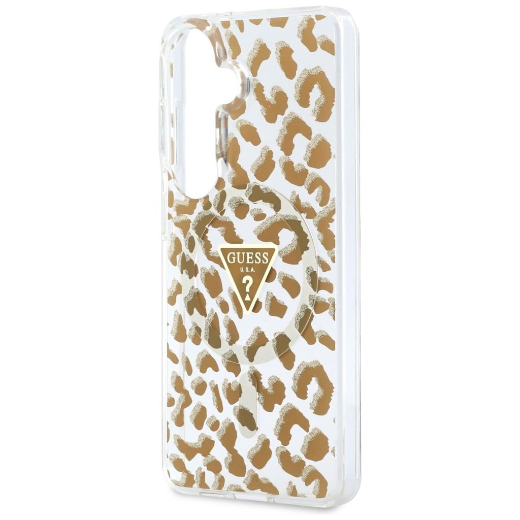 Guess Leopard Glitter Triangle Logo MagSafe Skal till Samsung Galaxy S26 - Brun