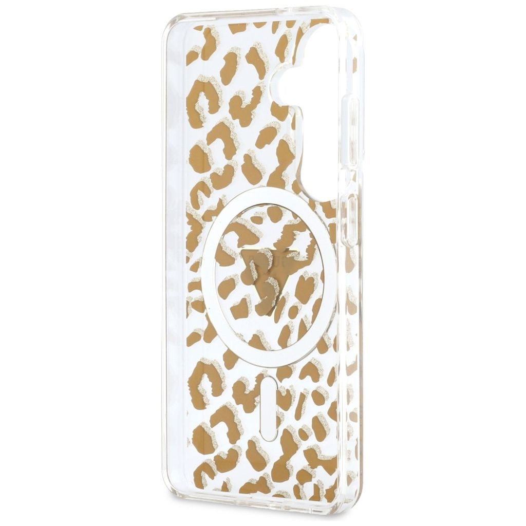 Guess Leopard Glitter Triangle Logo MagSafe Skal till Samsung Galaxy S26 - Brun