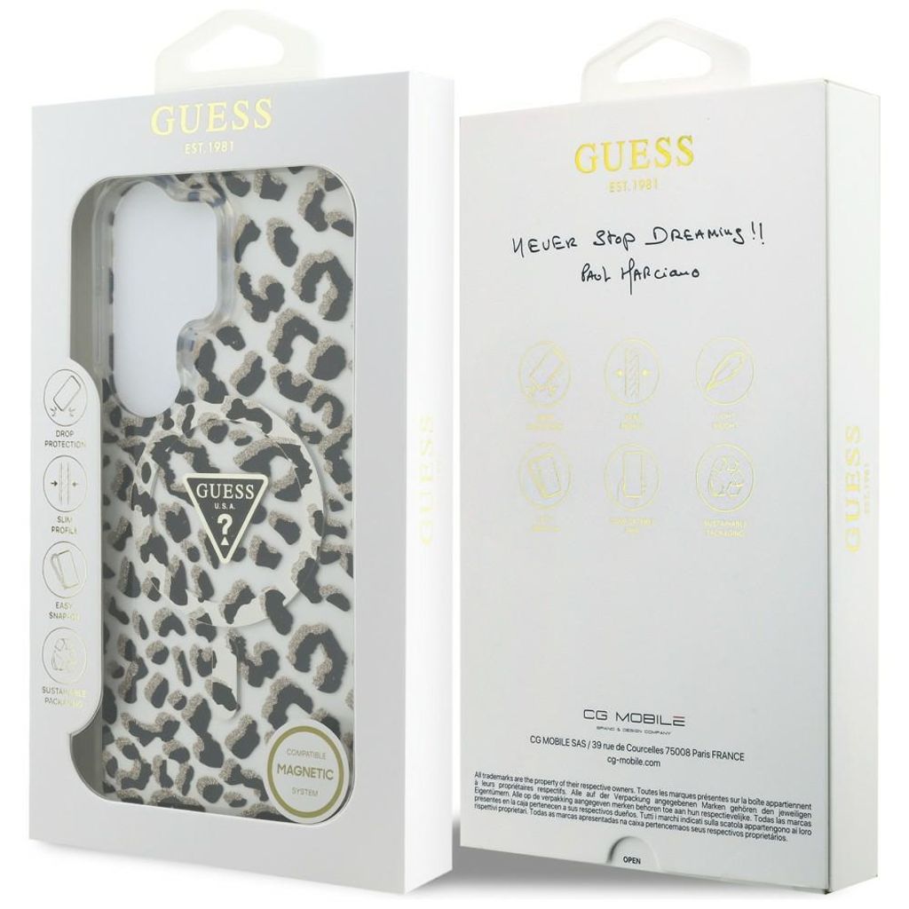 Guess Leopard Triangle Logo MagSafe Skal till Samsung Galaxy S26 Ultra - Svart