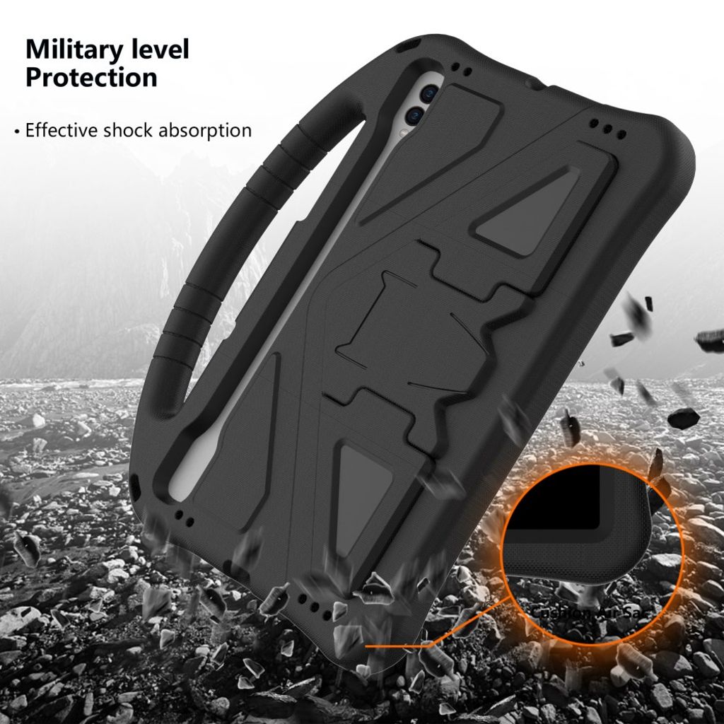 Samsung Galaxy Tab S11/S10/S9/S8/S7 EVA suojakuori kahvalla ja jalustalla – Musta