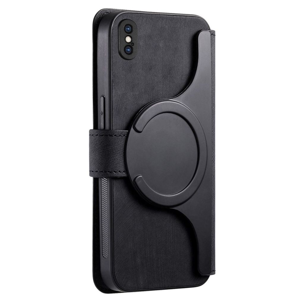 CASENEO iPhone XS Max Magnetisk Pungcover med Stativ – Sort
