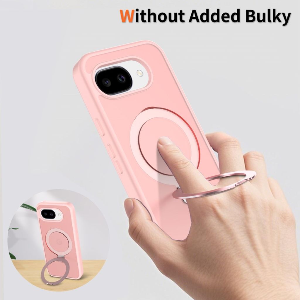 Google Pixel 10a Silikon MagSafe Skal med Ringhållare – Ljusrosa