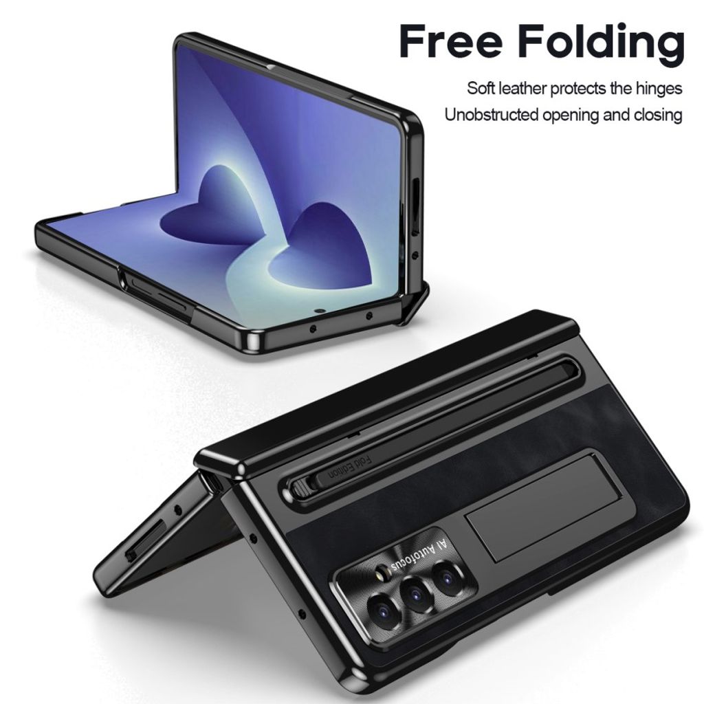 Samsung Galaxy Z Fold8 Ultra Cover med hærdet glasskærmbeskytter og stylus - Sort