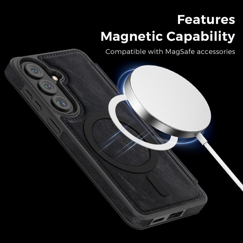 Samsung Galaxy S28 MagSafe Lompakkokotelo - Musta