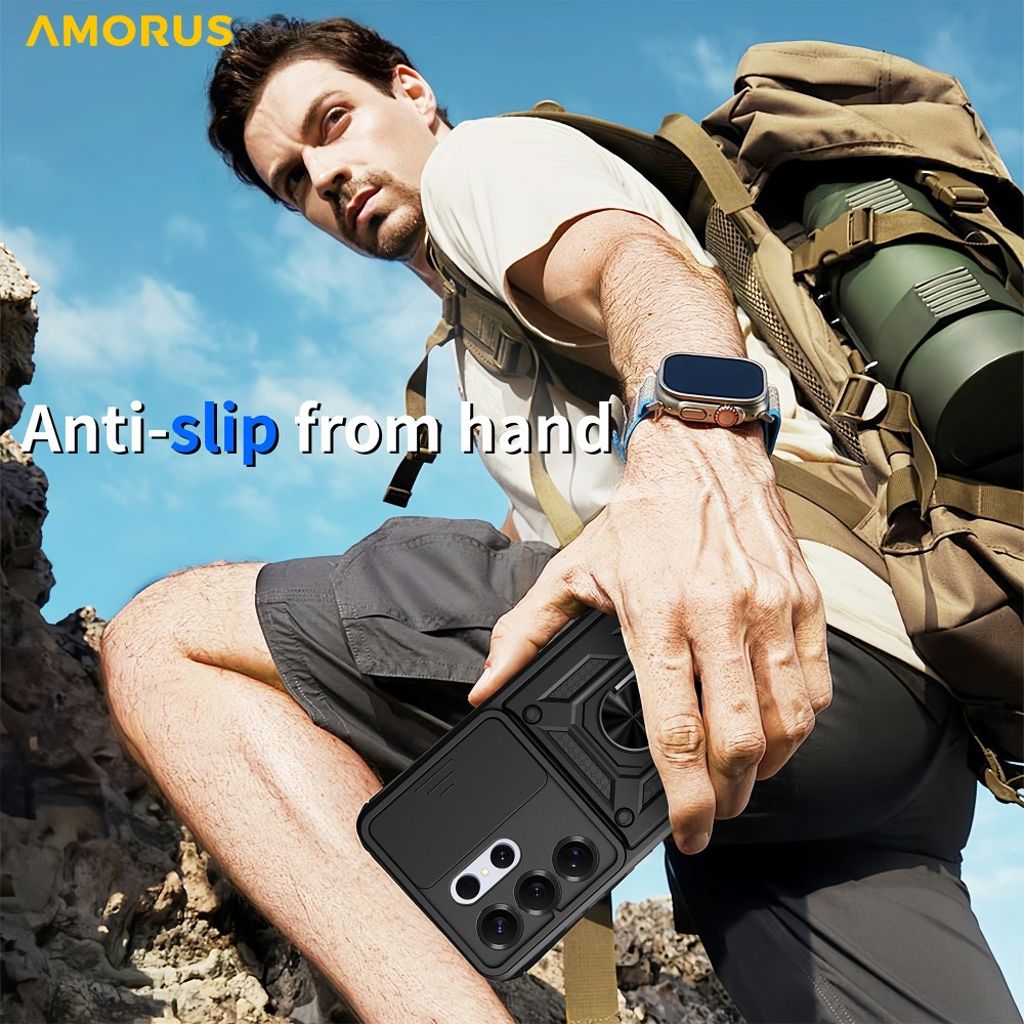 AMORUS Samsung Galaxy S26 Ultra Skal med Stativ och Linsskydd - Roséguld