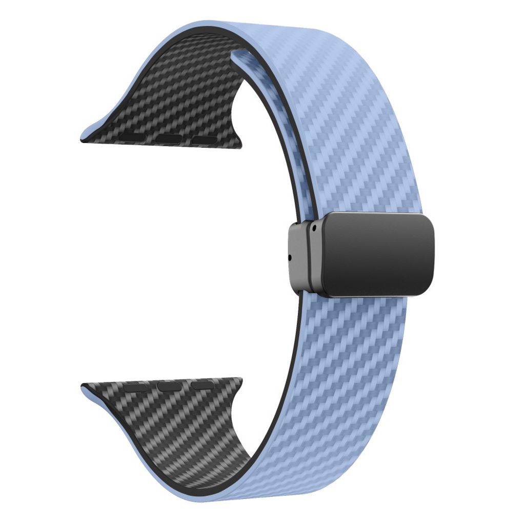 Apple Watch 42 / 41/ 40 / 38mm Klockarmband kolfibertextur - Ljusblå/Svart