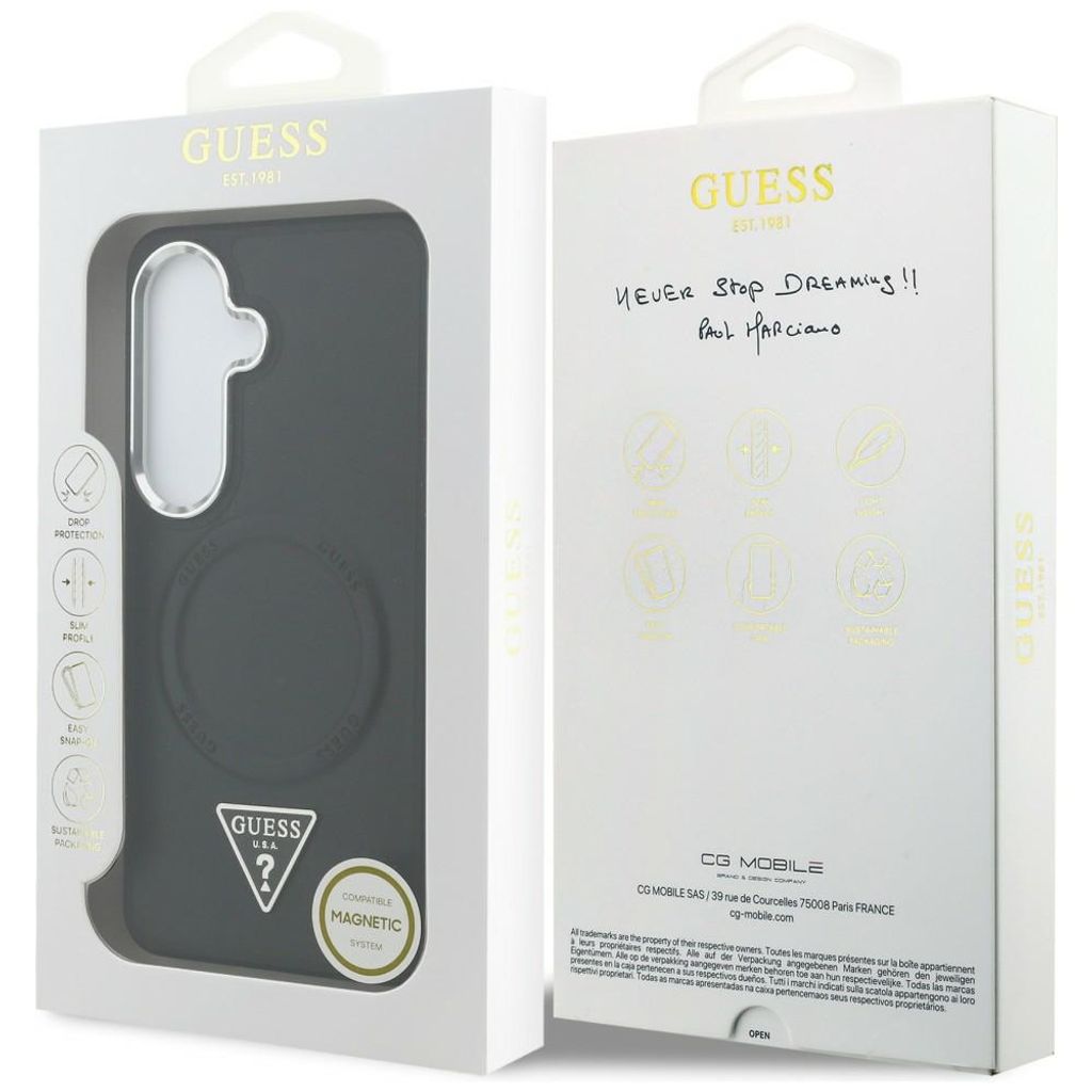 Guess Embossed Ring Triangle Logo MagSafe Skal till Samsung Galaxy S26 - Svart