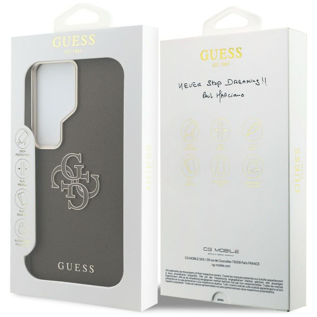 Guess Grained Big 4G Metal Logo Skal till Samsung Galaxy S26 Ultra - Brun