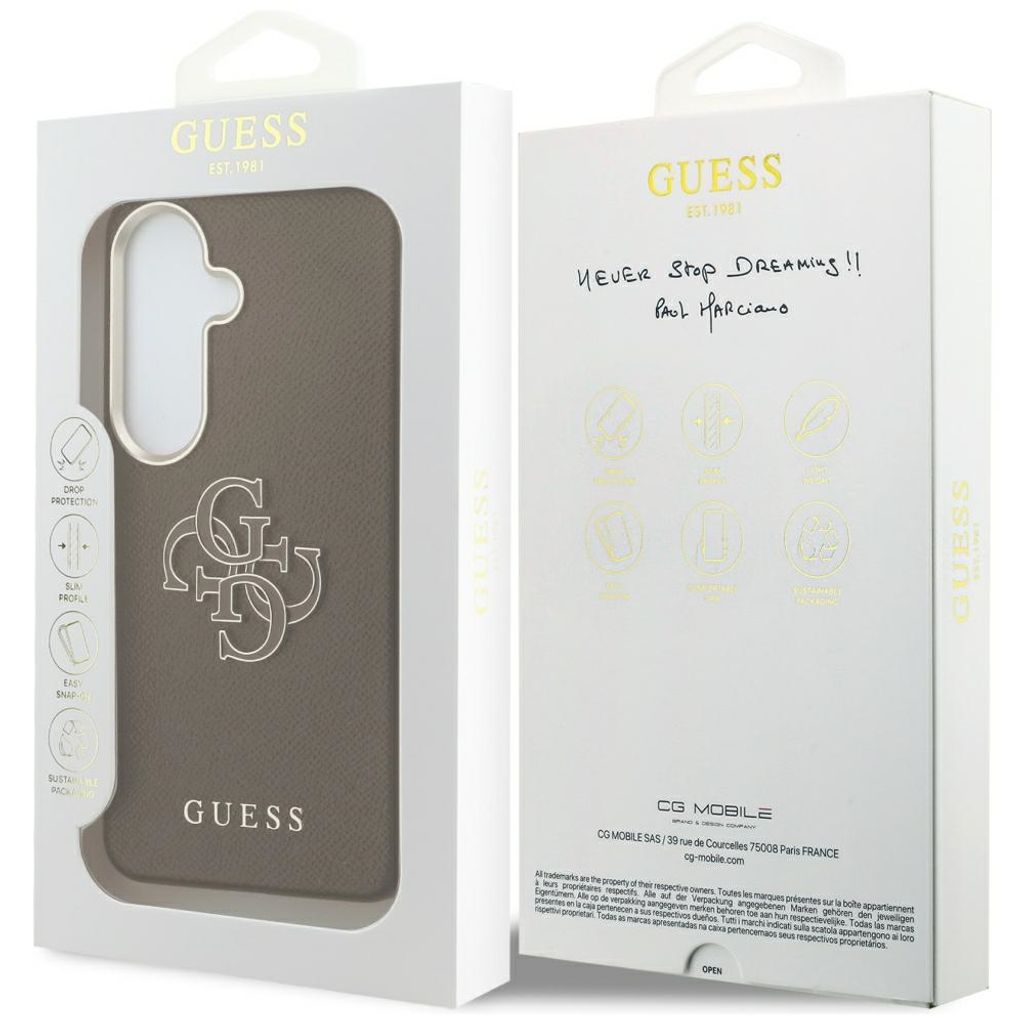 Guess Grained Big 4G Metal Logo Skal till Samsung Galaxy S26 Plus - Brun