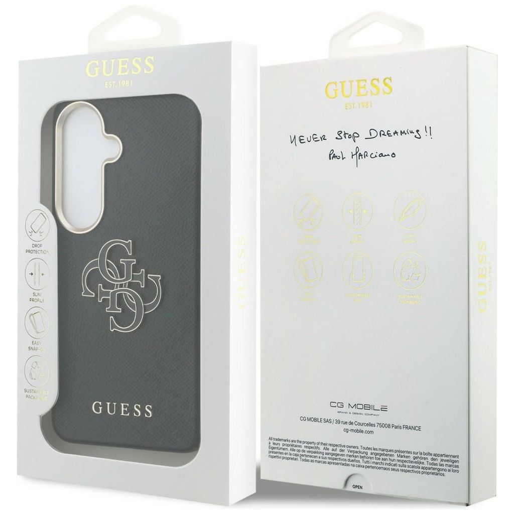 Guess Grained Big 4G Metal Logo Skal till Samsung Galaxy S26 Plus - Svart