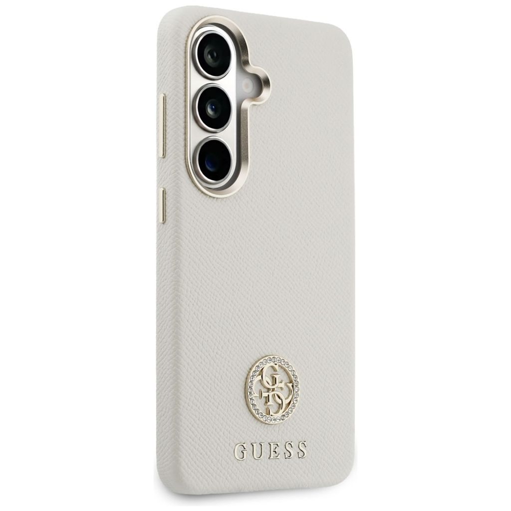 Guess Rhinestone Round Logo MagSafe Skal till Samsung Galaxy S26 - Beige