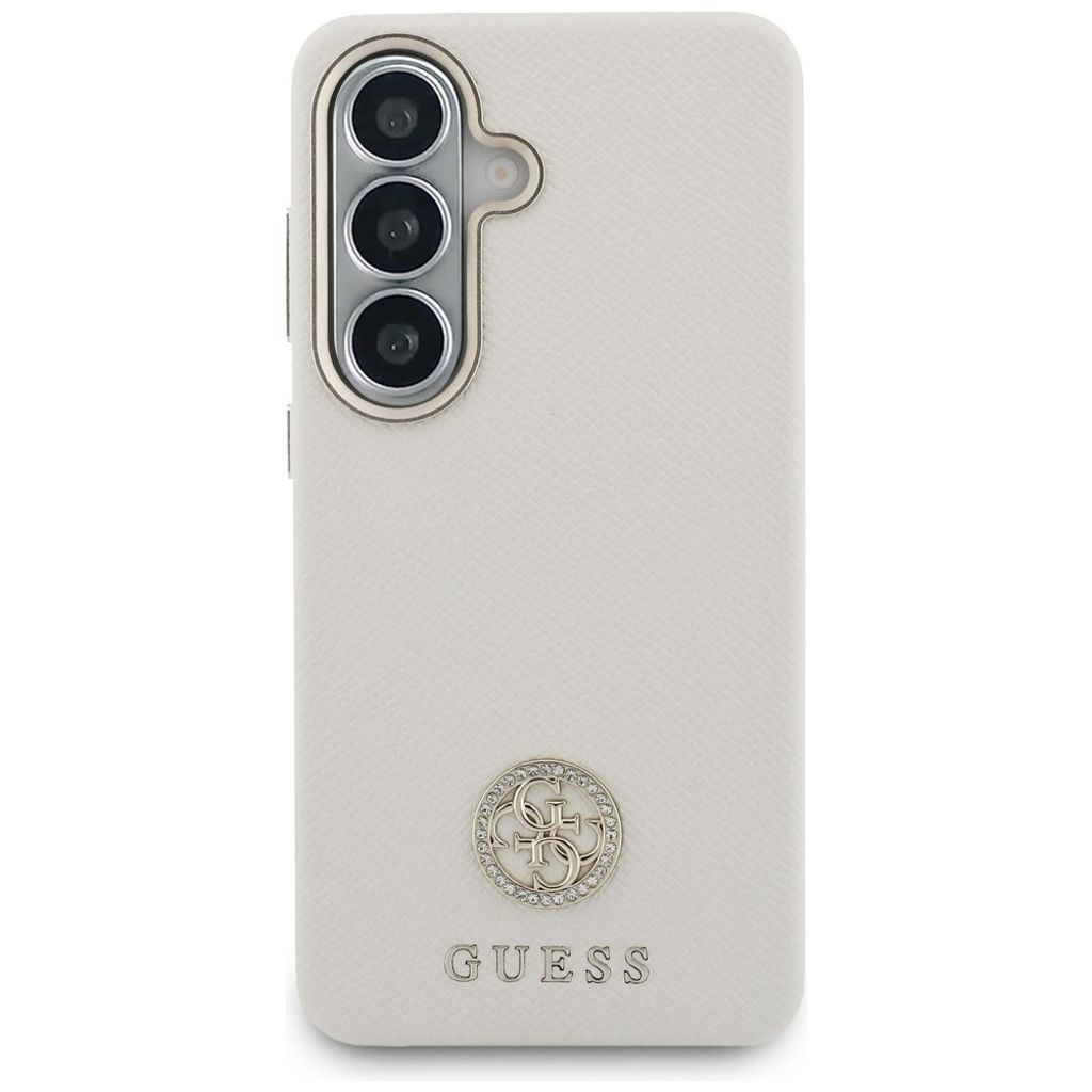 Guess Rhinestone Round Logo MagSafe Skal till Samsung Galaxy S26 - Beige