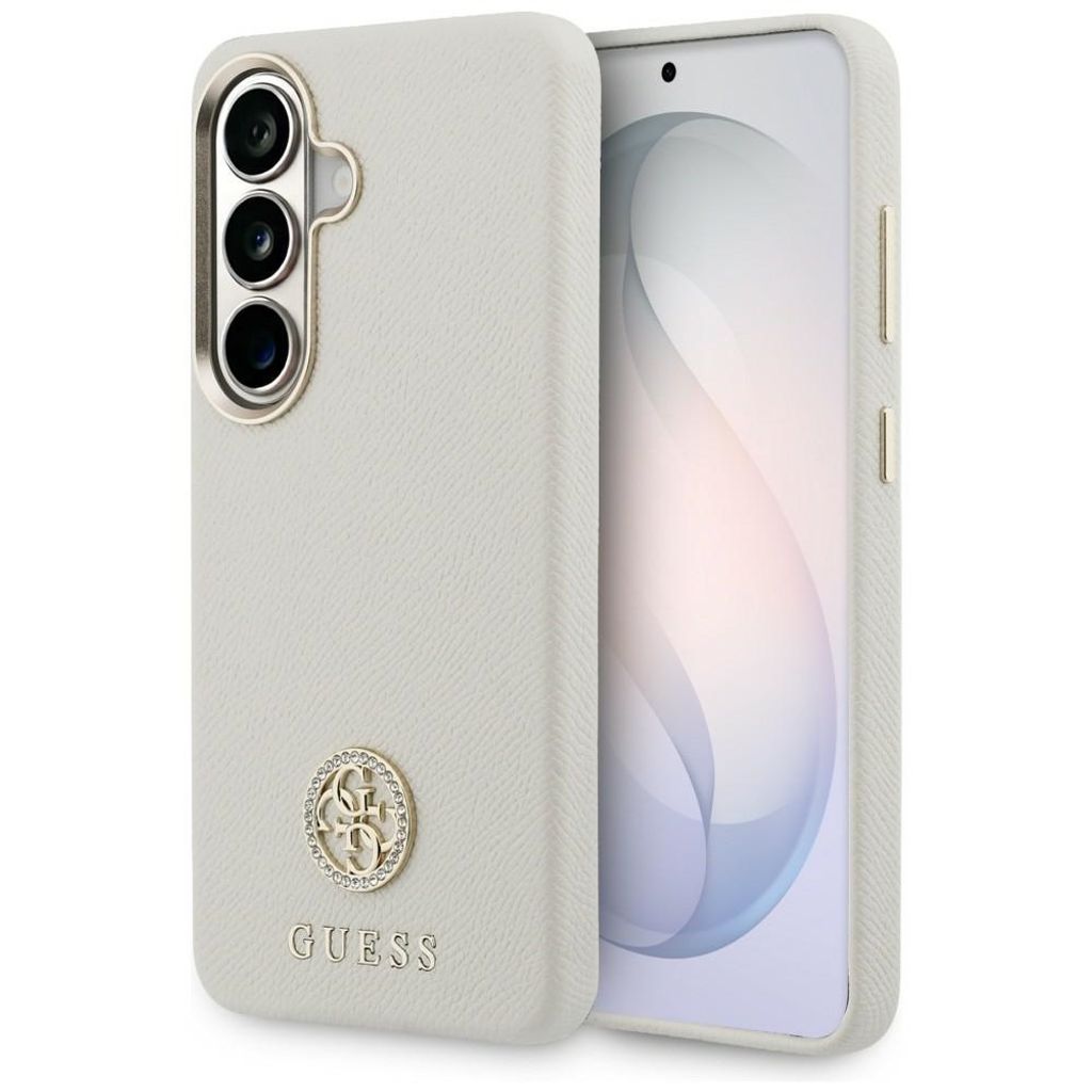 Guess Rhinestone Round Logo MagSafe Skal till Samsung Galaxy S26 - Beige