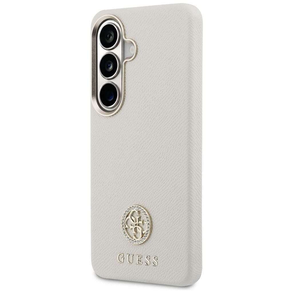 Guess Rhinestone Round Logo MagSafe Skal till Samsung Galaxy S26 - Beige