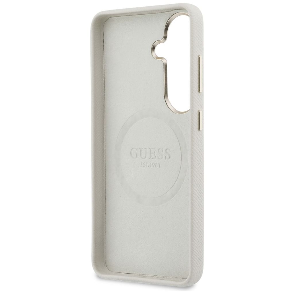Guess Rhinestone Round Logo MagSafe Skal till Samsung Galaxy S26 - Beige