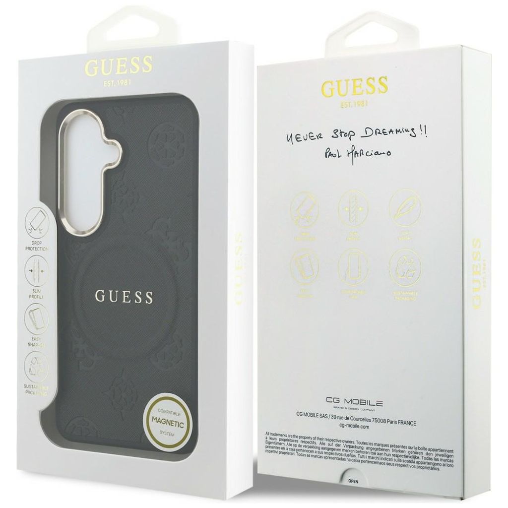 Guess Saffiano Peony MagSafe Skal till Samsung Galaxy S26 - Svart