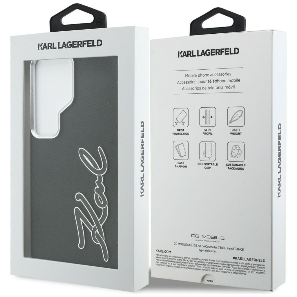Karl Lagerfeld Grained Signature Logo Skal till Samsung Galaxy S26 Ultra - Svart