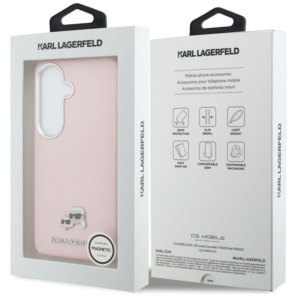 Karl Lagerfeld Saffiano KC Metal Logo MagSafe Skal Samsung Galaxy S26 - Rosa