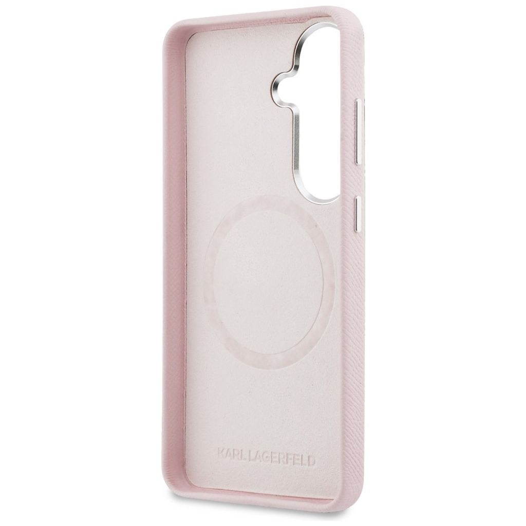 Karl Lagerfeld Saffiano KC Metal Logo MagSafe Skal Samsung Galaxy S26 - Rosa