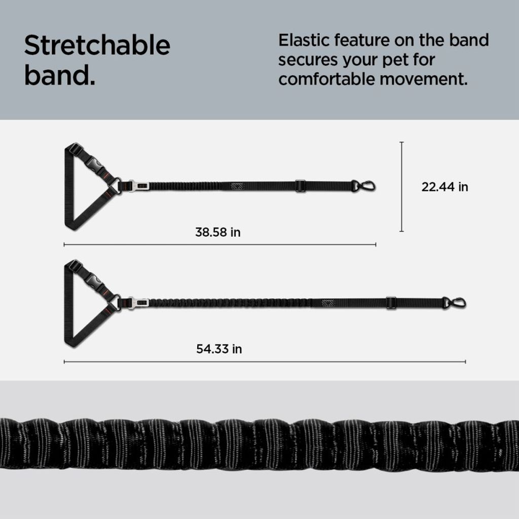Spigen PS100 universell bilbelte med hundehalsbånd – svart