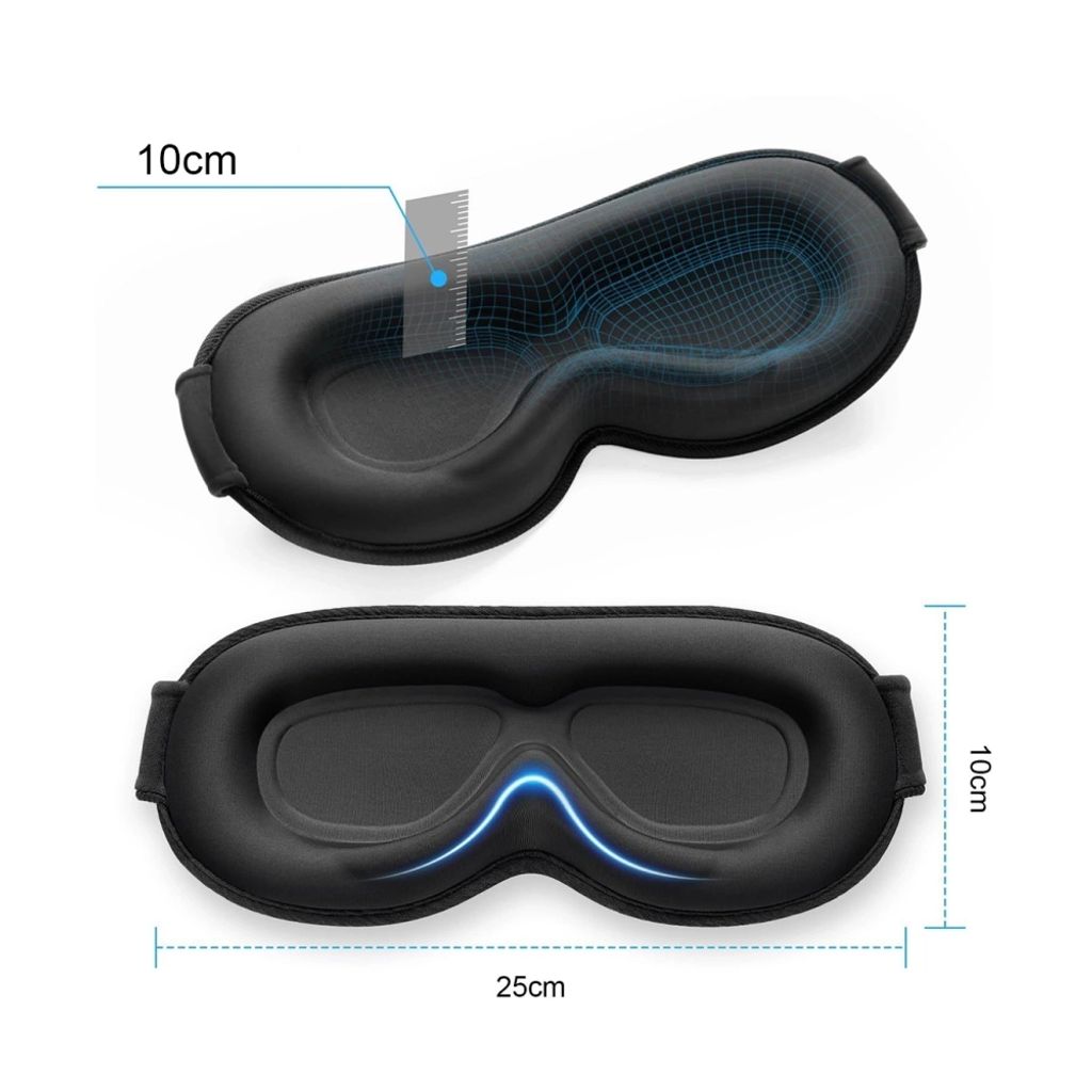 Wozinsky MSS-11 Øjenskygge Sovemaske med Memory Foam - Sort