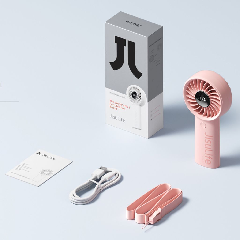 Jisulife Life4 Handhållen bärbar USB-fläkt 3600mAh – Rosa