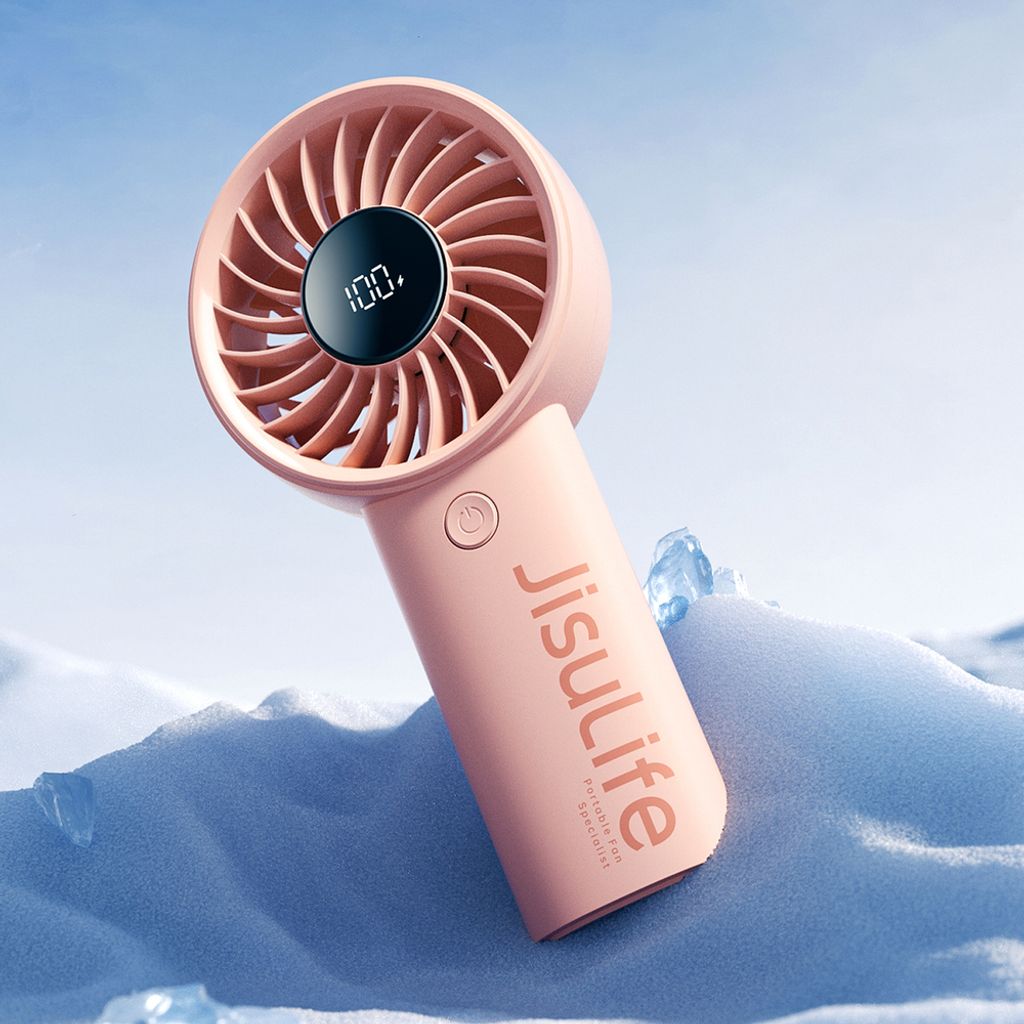 Jisulife Life4 Handhållen bärbar USB-fläkt 3600mAh – Rosa