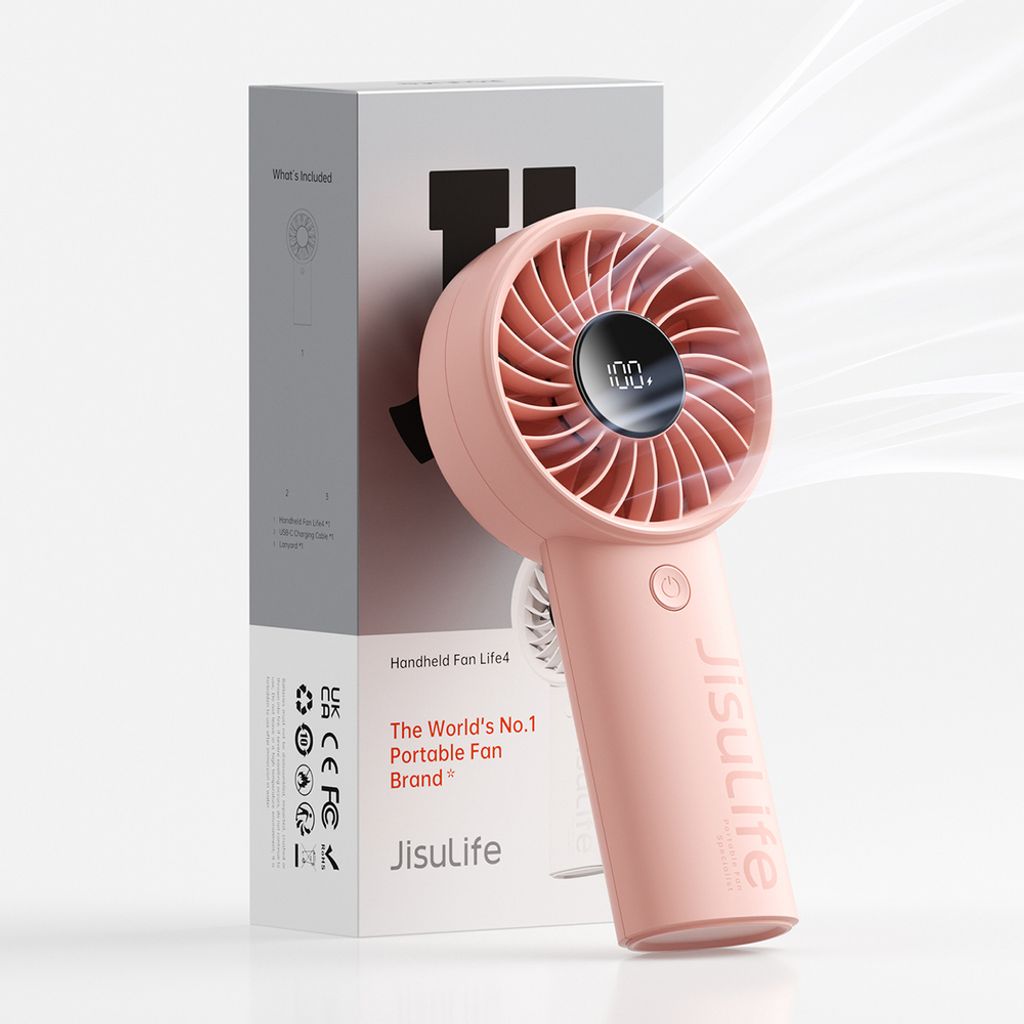 Jisulife Life4 Handhållen bärbar USB-fläkt 3600mAh – Rosa