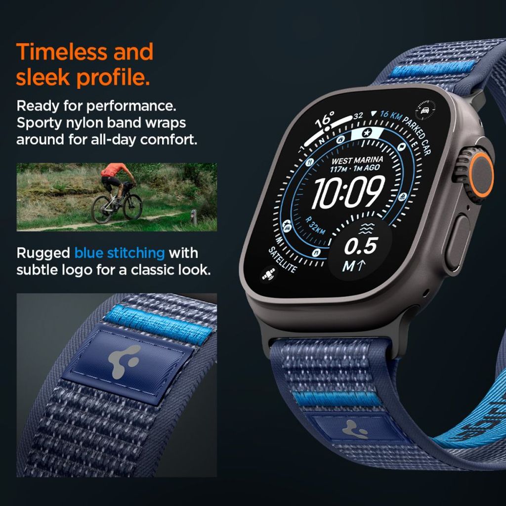 Spigen Athlex Air 2 Kellonranneke Apple Watch 44/45/46/49mm - Tummansininen