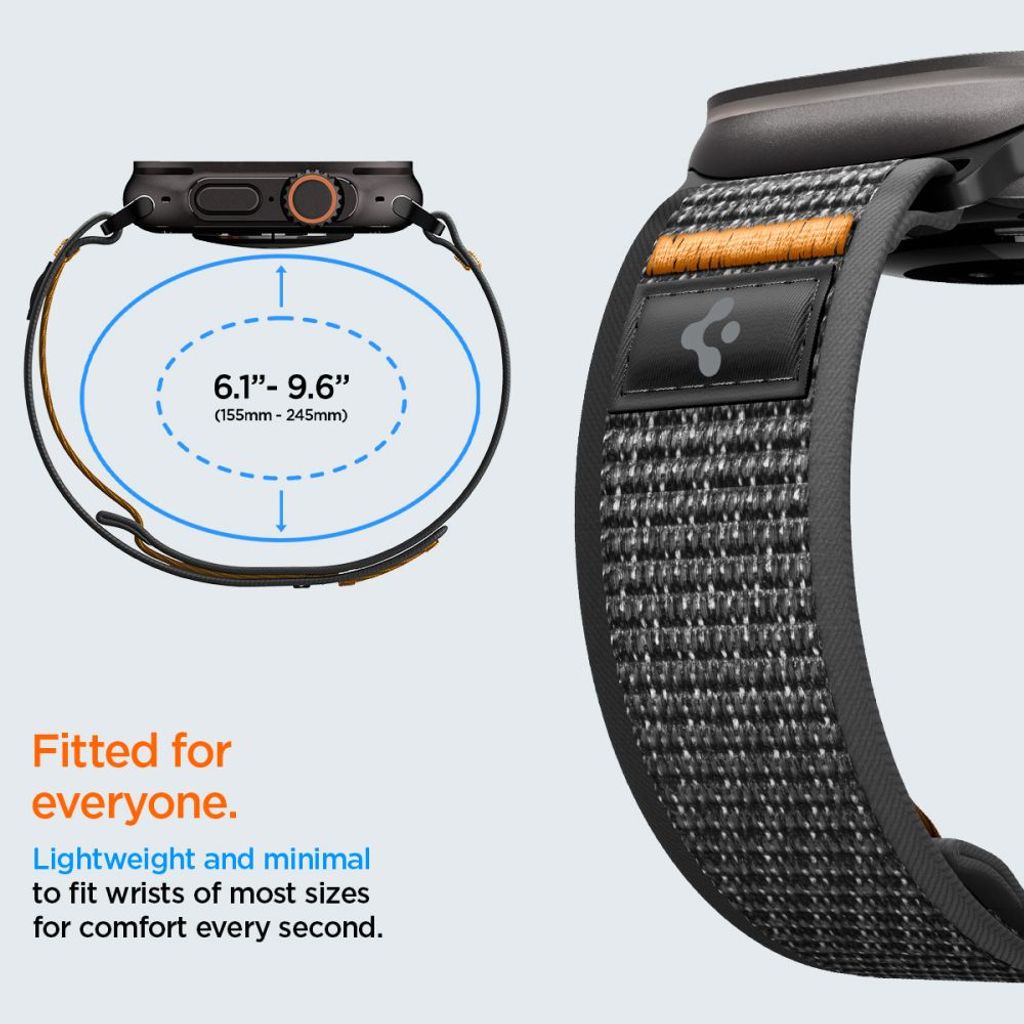 Spigen Athlex Air 2 Kellonranneke Apple Watch 44/45/46/49mm - Musta/Oranssi