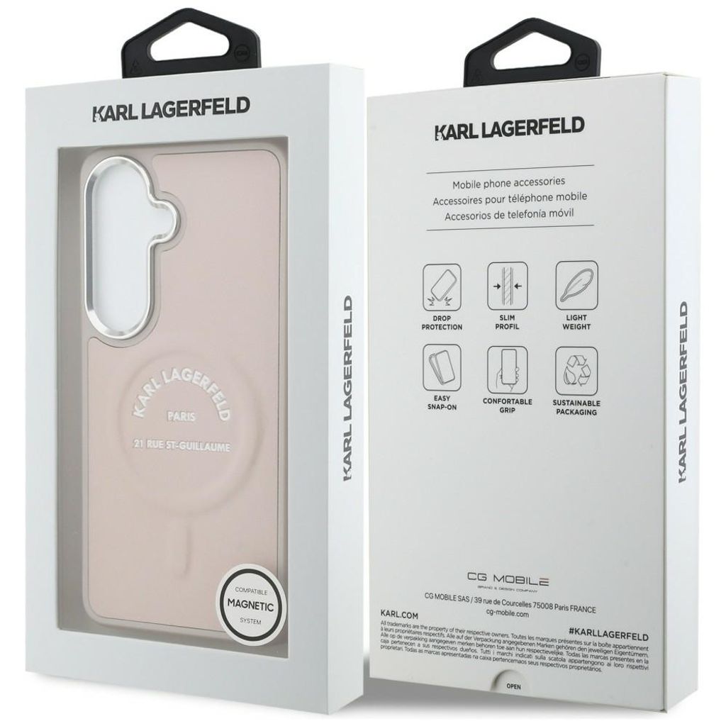 Karl Lagerfeld Embossed Ring Logo MagSafe Skal Samsung Galaxy S26 Plus - Rosa