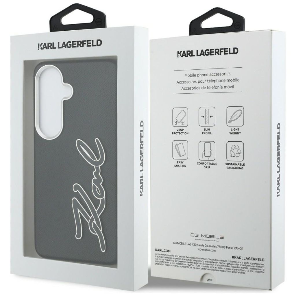 Karl Lagerfeld Grained Signature Logo Skal till Samsung Galaxy S26 - Svart