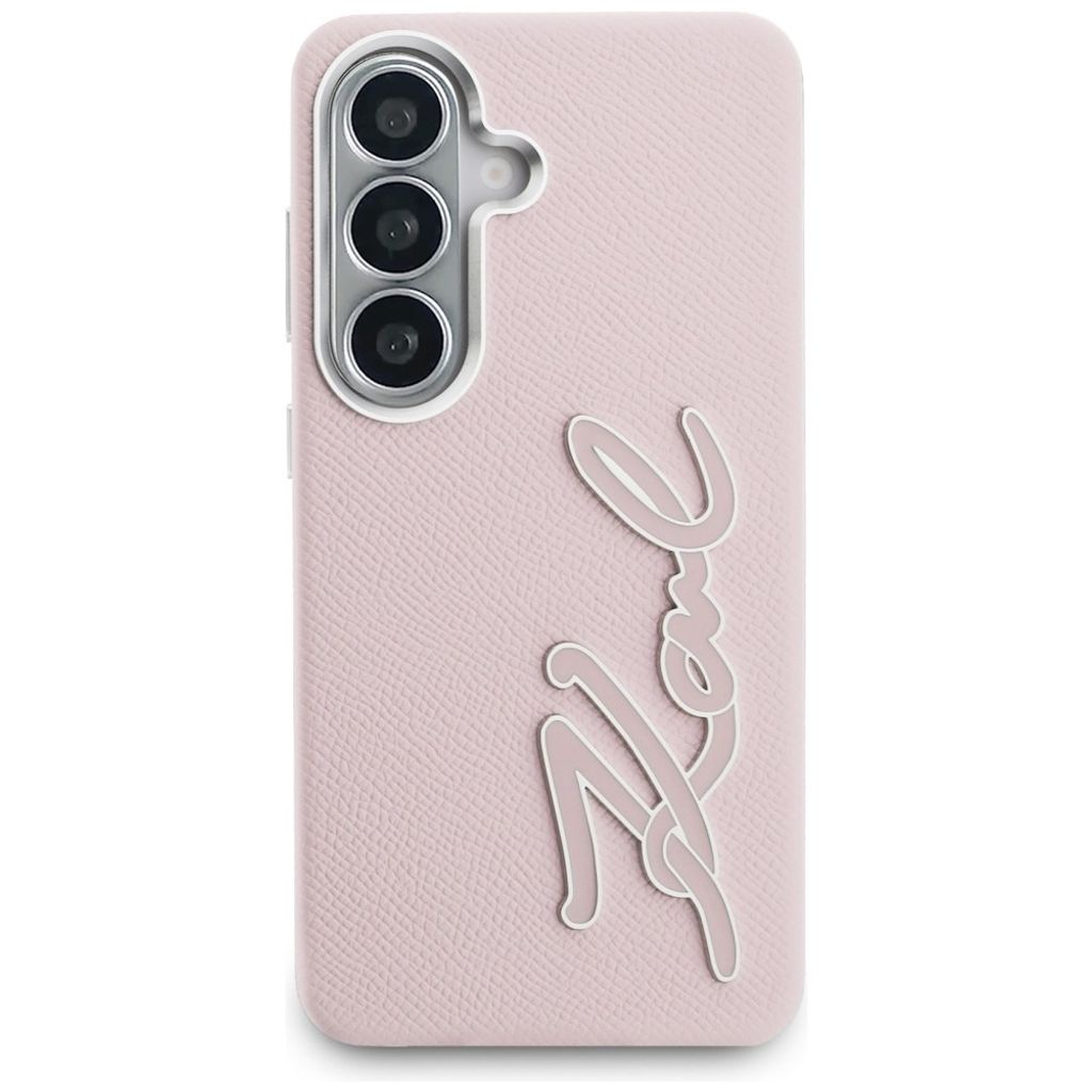 Karl Lagerfeld Grained Signature Metal Resin Logo Skal Samsung Galaxy S26 - Rosa