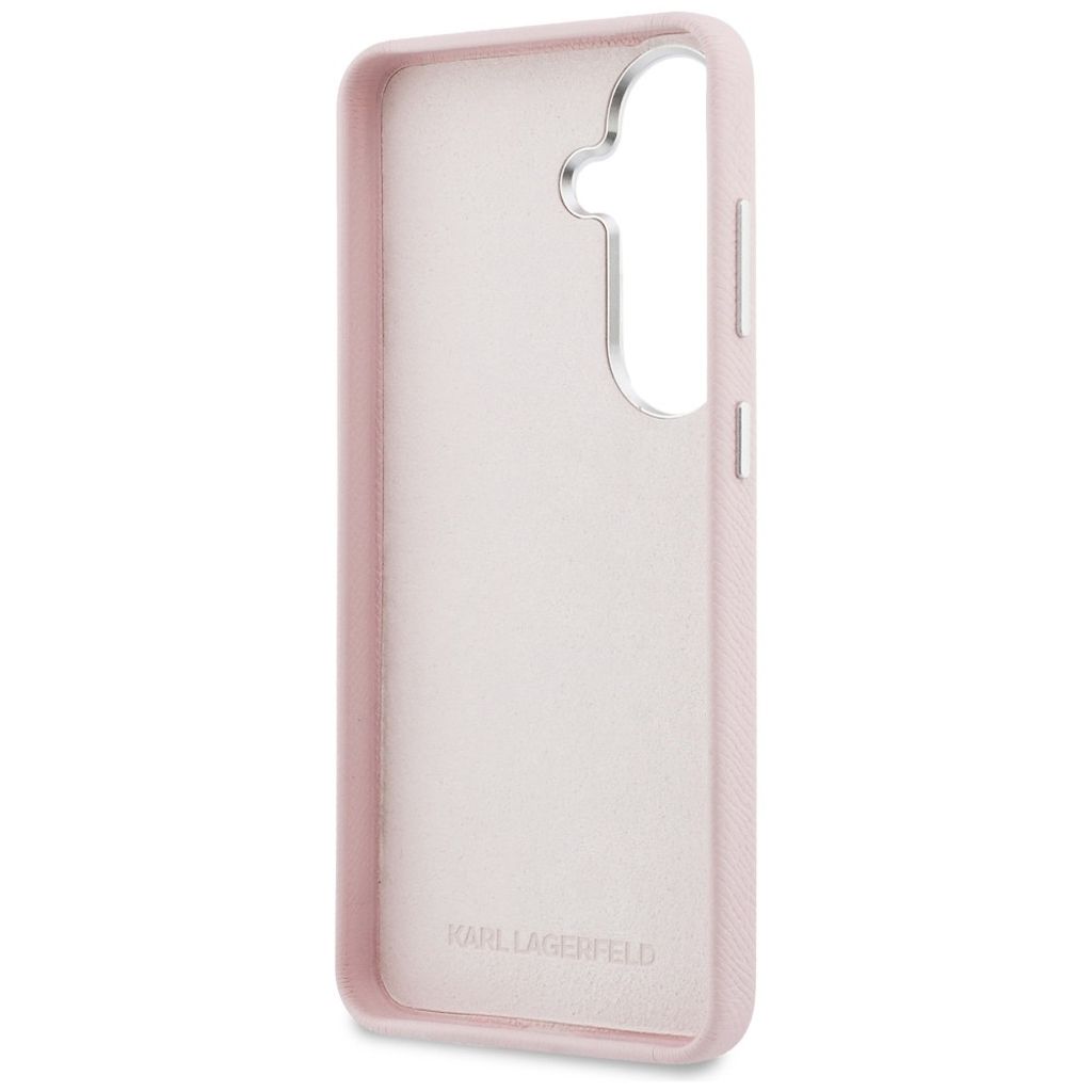 Karl Lagerfeld Grained Signature Metal Resin Logo Skal Samsung Galaxy S26 - Rosa