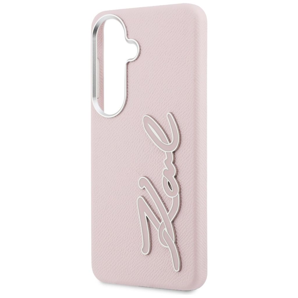 Karl Lagerfeld Grained Signature Metal Resin Logo Skal Samsung Galaxy S26 - Rosa