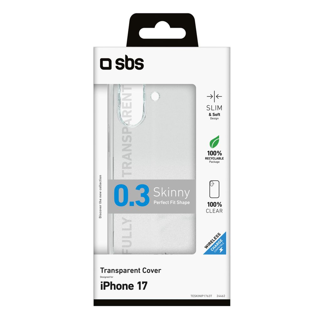 SBS Skinny Cover till iPhone 17 - Gennemsigtig