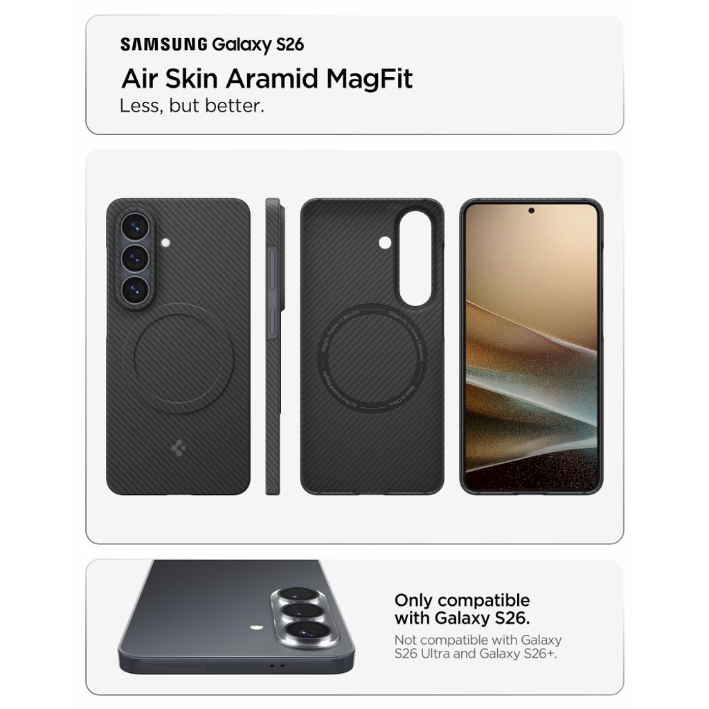 Spigen AirSkin Aramid MagSafe Skal till Samsung Galaxy S26 - Svart