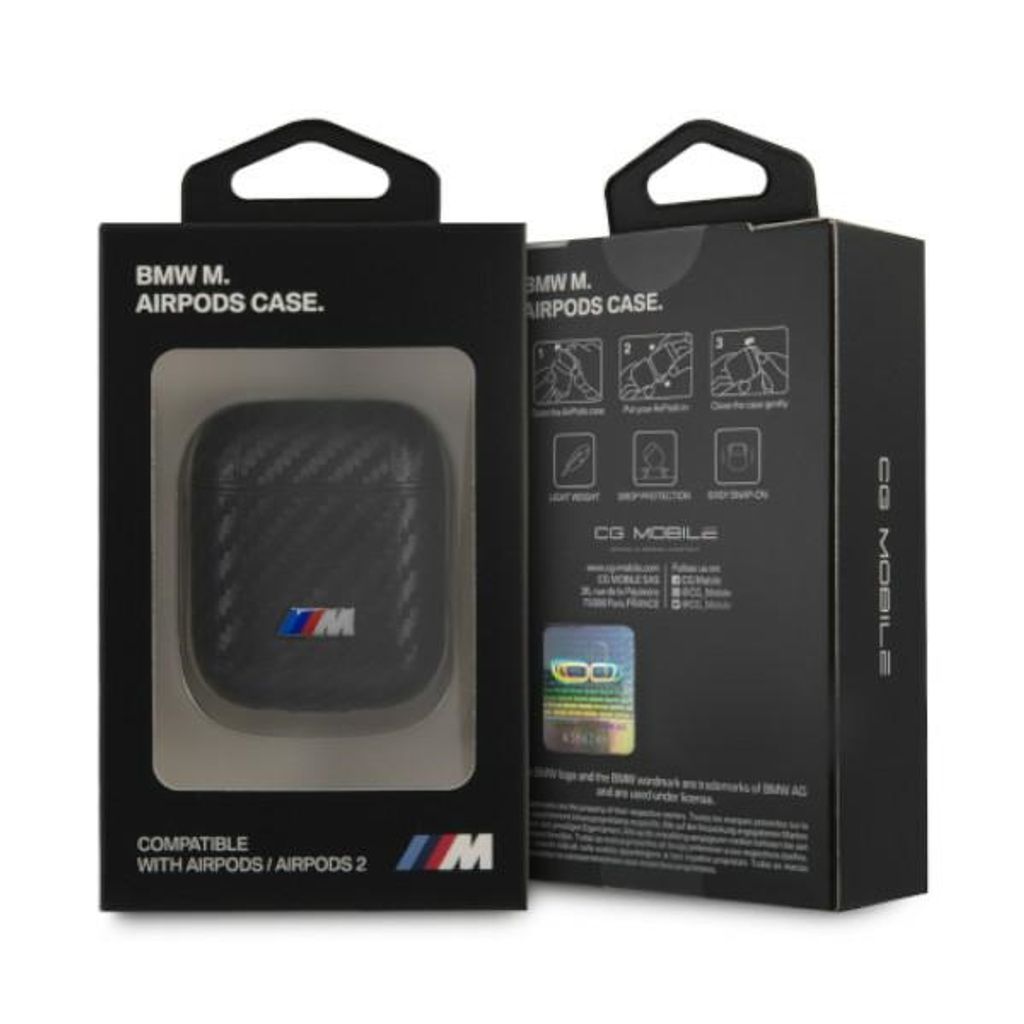 BMW PU Carbon M Etui till Airpods 1/2 - Sort