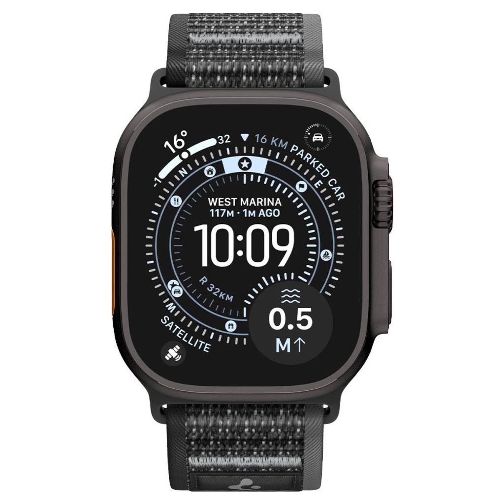 Spigen Athlex Air 2 Kellonranneke Apple Watch 44/45/46/49mm - Musta/Harmaa